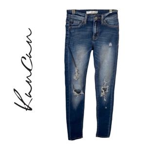 KAN CAN➕Deconstructed Mid Rise Stretch Jeans